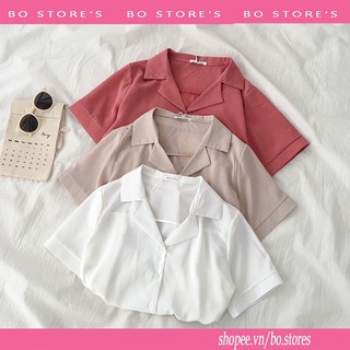 Sơ mi ngắn tay dáng suông cổ V đủ size nhiều màu