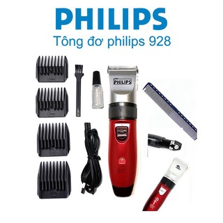Tông đơ cắt tóc Phi.lip 928 cao cấp - Bộ có sẵn 2 pin sạc, cắt êm, bén. Combo kéo, đèn, áo choàng. [Chính hãng]