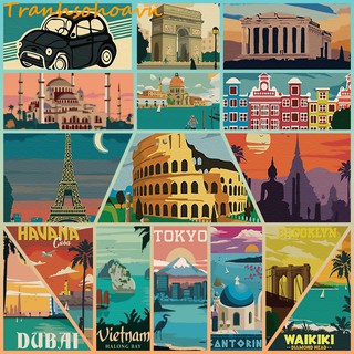 Tranh tô màu số hóa Tranhsohoavn ❤️DU LỊCH❤️ vòng quanh thế giới Travel địa danh nổi tiếng size mini 20x30cm