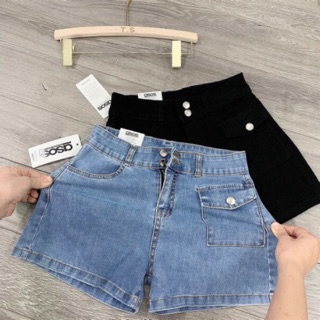 Quần short bò khuy đôi túi hộp
