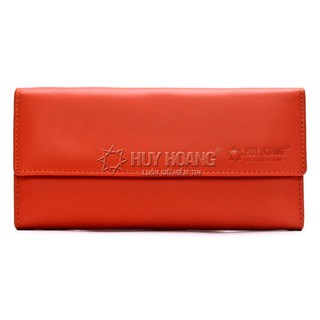 Ví nữ da bò cao cấp Huy Hoàng 3 gấp màu cam gạch HP3140