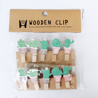 Kẹp gỗ kẹp ảnh mini cây xương rồng ngộ nghĩnh - phụ kiện Handmade