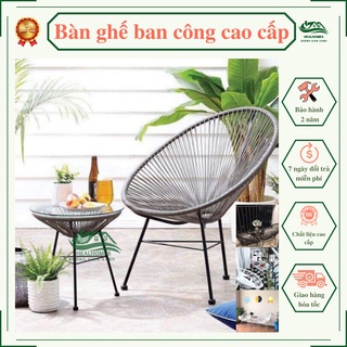 Bàn ghế ban công ngoài trời khung kim loại ngồi uống trà cafe hoặc trang trí phòng khách phòng ngủ, Ghế mây / HealHomes
