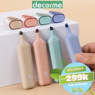 Bút highlight Pastel Lớn QJ Set 4 bút DecorMe dùng để đánh dấu nhớ dòng đầu mềm bút trang trí sổ bullet journal WD