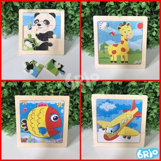 Đồ chơi xếp hình, tranh ghép gỗ hình con vật cho bé size 11x11cm