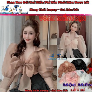 Set áo kiểu voan kiếng siêu xinh thắt nơ mẫu mới thời trang 2020 -New