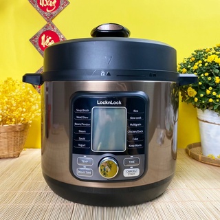 [Mã ELHAMS5 giảm 6% đơn 300K] Nồi Áp Suất Điện Tử Đa Năng LocknLock EJP676 1000W (dung tích 6L) - Màu Vàng Gold