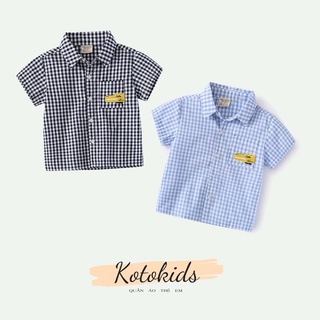 Áo sơmi WELLKIDS cho bé, áo bé trai có cổ hoạ tiết kẻ TX2423