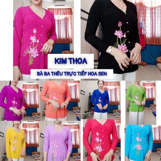 Áo bà ba thêu Hoa sen trực tiếp(40-72kg)-áo lẻ không kèm quần