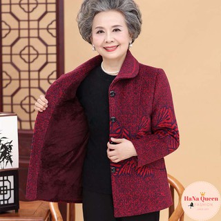 [Sẵn Hàng] Áo ấm cho bà, áo khoác cho bà có lớp lót lông dày dặn ấm áp