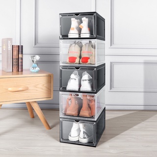 Hộp Đựng Giày Xịn Nhựa Cứng Nắp Nam Châm, Cửa Kính Trong Suốt Lắp Ráp Thông Minh