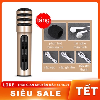 Micro Livestream C7 (đủ phụ kiện) Thu Âm Hát Karaoke Livestream 3 in 1 + Tặng Tai Nghe  [HTC7]