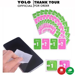500 Cặp Khăn lau vệ sinh điện thoại miếng lau 1 - 2 vệ sinh trước khi dán kính cường lực
