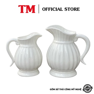 Bình Cắm Hoa Xưởng Gốm TM Bát Tràng – Lọ Hoa Dáng Bình Sữa Mỏ Vịt Men Trắng Cao Cấp