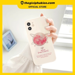 Ốp lưng iphone cạnh vuông Pink plante dành cho iphone 6 đến 13promax - E147