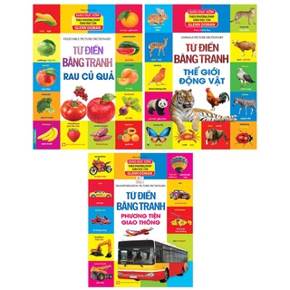 Sách - Combo từ điển bằng tranh Thế giới động vật+ Rau củ quả+Phương tiện giao thông