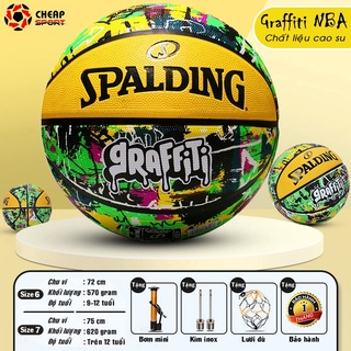Bóng Rổ SPALDING Chính Hãng GRAFFITI SKETCH NBA, Banh Bóng Rổ Cao Su Size Số 7Trẻ Em Người Lớn Thi Đấu Outdoor &amp; Indoor