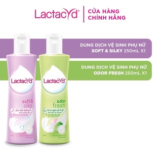 {Hà Nam}Bộ Dung Dịch Vệ Sinh Phụ Nữ Lactacyd Soft &amp; Silky Dưỡng Ẩm 250ml + Odor Fresh Ngăn Mùi 24H 250ml (tím và xanh)