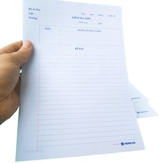 Giấy kiểm tra cấp 2, 3 Hồng Hà ( Loại Dòng Kẻ Ngang )