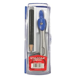 Bộ Compa Kèm Bút Chì Gỗ - Stacom CS102 - Màu Xanh