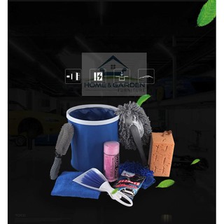 Bộ dụng cụ lau rửa xe ô tô, xe máy 9 món (có kèm xà phòng bọt tuyết) Home &amp; Garden ... Hàng mới !!!