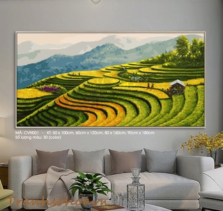 Tranh Sơn Dầu Số Hóa Bình yên Tây Bắc Nhiều Kích Thước Tranhsohoavn Tranh Tự Tô Màu Mã Tranh CVN010