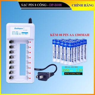 Sạc pin AA, AAA 8 cổng Double Pow DP - B108 + Kèm 8 pin tiểu sạc Doublepow AA 1200mAh