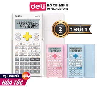 Máy tính kỹ thuật học sinh Deli Bảo hành 1 đổi 1 12 tháng màn hình LCD hiển thị 2 dòng 12 chữ số nút nhựa chắc chắn 1700