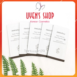Combo 10 gói Sample mặt nạ tro núi lửa Innisfree Super Volcanic Pore Clay Mask 2x 3ml
