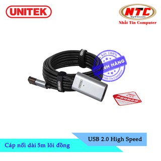Cáp nối dài USB Unitek Y-271 5m lõi đồng chuẩn 2.0 tốc độ tối đa 480Mbps (Đen)