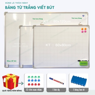 Bảng từ trắng viết bút lông - 자석화이트보드 ,Mặt bảng từ hàn quốc chống lóa,có ô mờ 5x5cm [ Tặng bút dạ,bông lau,nam châm ]
