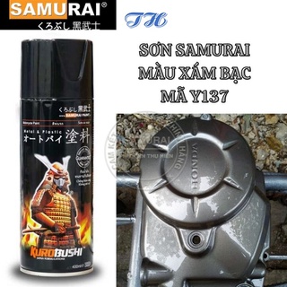 Sơn Xịt Samurai chuyên dùng cho xe máy màu xám bạc S.C  Y137 chống cháy, chống rạn nứt, vòi xịt chống chảy