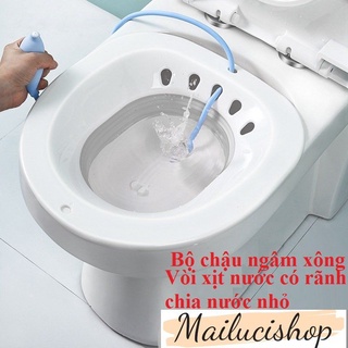 Chậu rửa phụ khoa Bộ Chậu Xông Vùng Kín Sau Sinh Gấp Gọn chịu được nước sôi 100°C Gắn Bồn Cầu Với Vòi Tự Xịt Nước