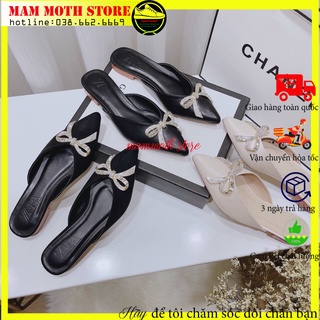 Giày cao gót,sục nữ mũi nhọn hai mẫu đủ màu đen kem full size shop MAMMOTH