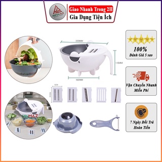 Bộ Dụng Cụ Thông Minh Đa Năng Bào Cắt Gọt Rau Củ Quả 9 trong 1 Kèm Rổ Đựng - FreeShip