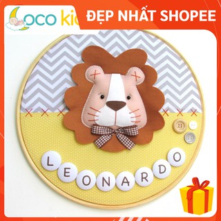 [ĐẸP NHẤT SHOPEE - FREESHIP] Bảng tên treo phòng ngủ handmade, bảng tên tròn trang trí thôi nôi cực đẹp mẫu SƯ TỬ VÀNG