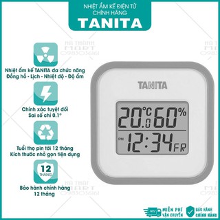 Nhiệt ẩm kế điện tử Tanita - Nhật Bản [TẶNG KÈM PIN 3A] Đa Chức Năng: Xem giờ, Xem lịch, Nhiệt - Ẩm Kế TANITA