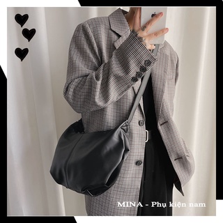 Túi unisex đeo chéo nam nữ bầu da xịn mềm thời trang phong cách Hàn Quốc Trung Quốc Giỏ đựng MINA