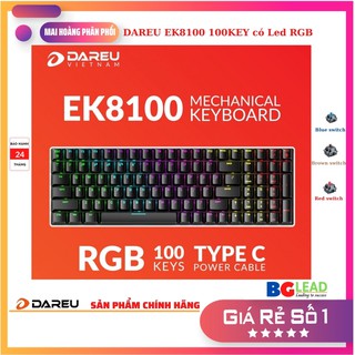 Bàn phím cơ|Bàn phím gaming DAREU EK8100 100KEY đèn led RGB, Blue|Brown|Red D switch - Mai Hoàng phân phối và bảo hành