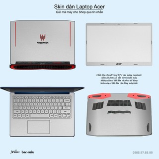 Skin dán Laptop Acer in màu bạc mịn (inbox mã máy cho Shop)