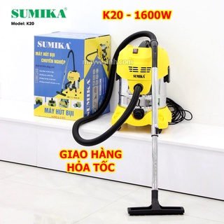 Máy hút bụi công nghiệp, gia đình công suất lớn Sumika K20 - hút bụi, hút nước, motor 100% lõi đồng Italy, lọc HEPA