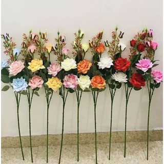 Hoa giả - Cành Hồng pha Lê 2 bông 3 nụ cao cấp loại 1