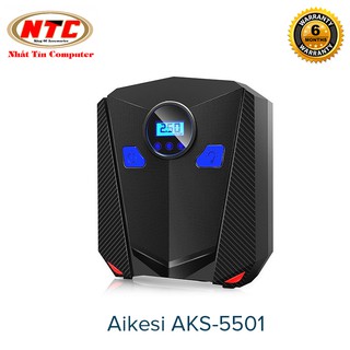 Thiết bị bơm lốp xe ô tô Aikesi AKS-5501 đồng hồ điện tử, cài thông số áp suất, tự ngắt, dùng điện 12V (Đen)