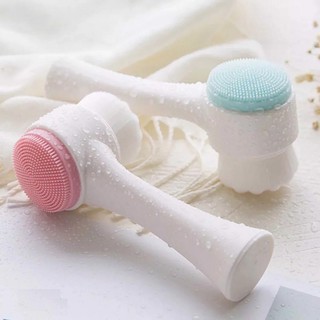 Cọ rửa mặt cầm tay massage 2 đầu silicon và lông mềm mịn Hàn Quốc