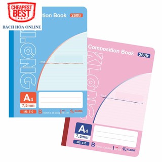 Sổ may KLONG 260tr A4 58/88 Compostion Book; MS: 310