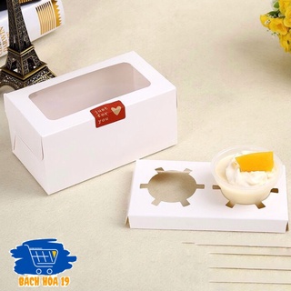 HỘP CUPCAKE TRẮNG 2 Ô KHÔNG QUAI