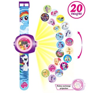Đồ chơi Đồng hồ điện tử cho bé gái chiếu hình ngựa Little pony chiếu sáng xem giờ được