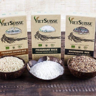 Gạo Hữu Cơ, Gạo Lứt Hữu Cơ Vietsuisse 1kg GẠO TRẮNG HỮU CƠ VIETSUISSE DÙNG NẤU CHÁO CHO BÉ ĂN DẶM 1KG