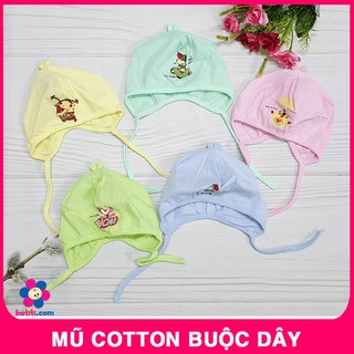 Mũ Sơ Sinh Cotton Buộc Dây, Mũ Cài Quai Cho Bé - SP000635