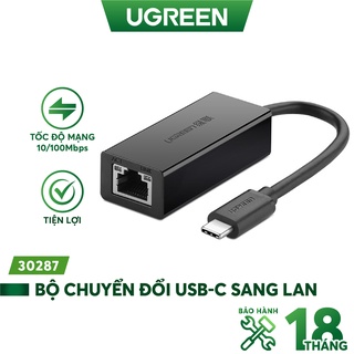 Bộ chuyển đổi USB Type C san LAN 10/100 Mbps Ethernet - dài 40CM - UGREEN 30287 (màu đen)